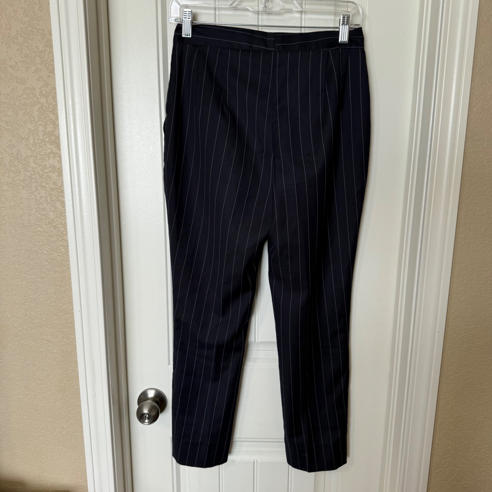 Effie Kats Zac Trousers Womens 28 Black Pinstripe Wool Tailored Good Vintage — image 5 of 8